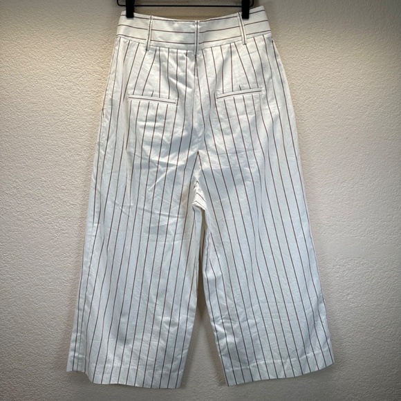 Tibi Bianca Crop Pant Ivory Multi Womens Size 6 High Waist Wide Leg Preppy - Picture 4 of 16